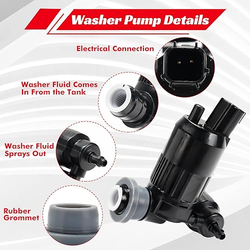 Miniatura 32 de OTUAYAUTO - Bomba de limpiaparabrisas para Jeep, Dodge, Chrysler, Volkswagen, Audi, BMW, Chevrolet, Ford, estilo original de fábrica con ojales