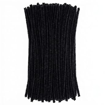 Black Craft Pipe Cleaners 80 Pack Chenille Stems for Hair lcos DIY Art Craft Decorations Creative 0.24 x 12 Inch