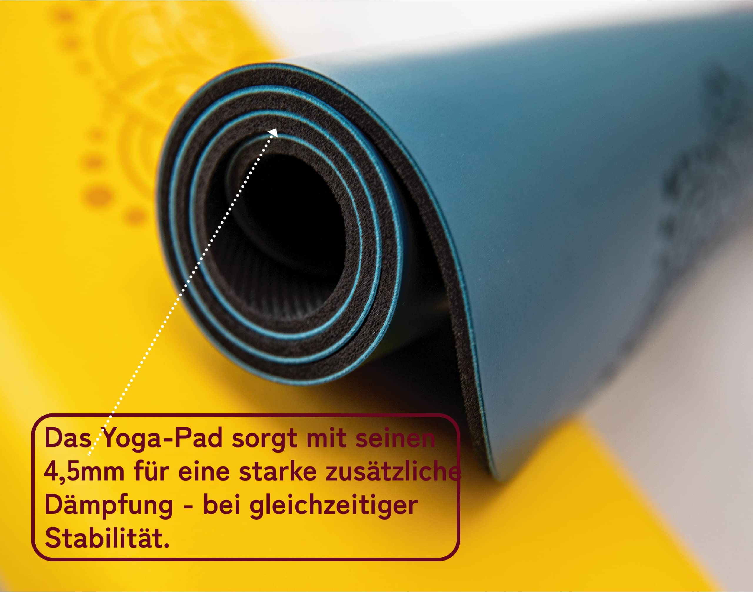 Almohadilla para la rodilla de yoga: cojín de yoga, rodillera, almohadilla de rodilla de yoga (64 x 33 cm), caucho natural fuerte y superficie antideslizante. Para codos, muñecas/cabeza