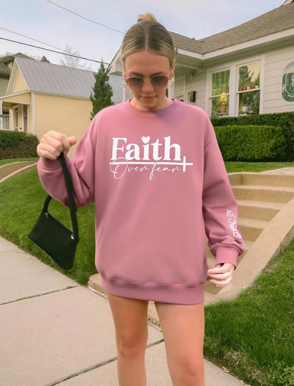 UNIQUEONE Christian Sweatshirt Women Faith Shirts: Jesus Sweatshirt Christian Religious Crewneck Long Sleeve Pullover Tops - Image 2