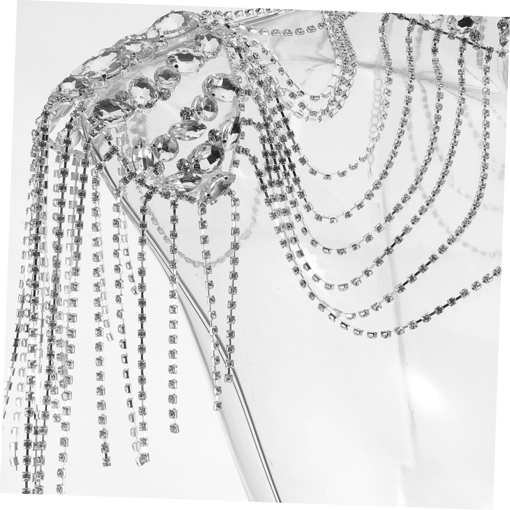 Healvian Cadena de Hombro Borla Brillante Collar de Hombro de Cadena Corporal para Mujer Joyería de Gemas de Imitación para Fiestas y Salidas Nocturnas