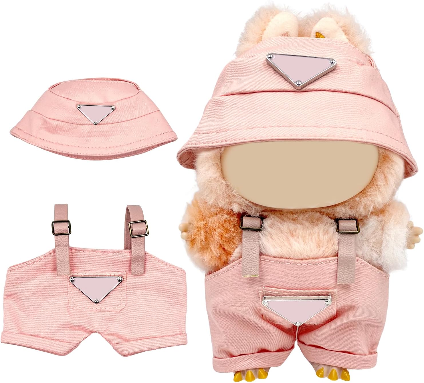 17cm Clothes Set(Only Outfit), Hat & Overalls Set for 6.7inch Doll, Cute Clothes for Dress up Unique Style, Stylish Clothes for Doll (Brown)