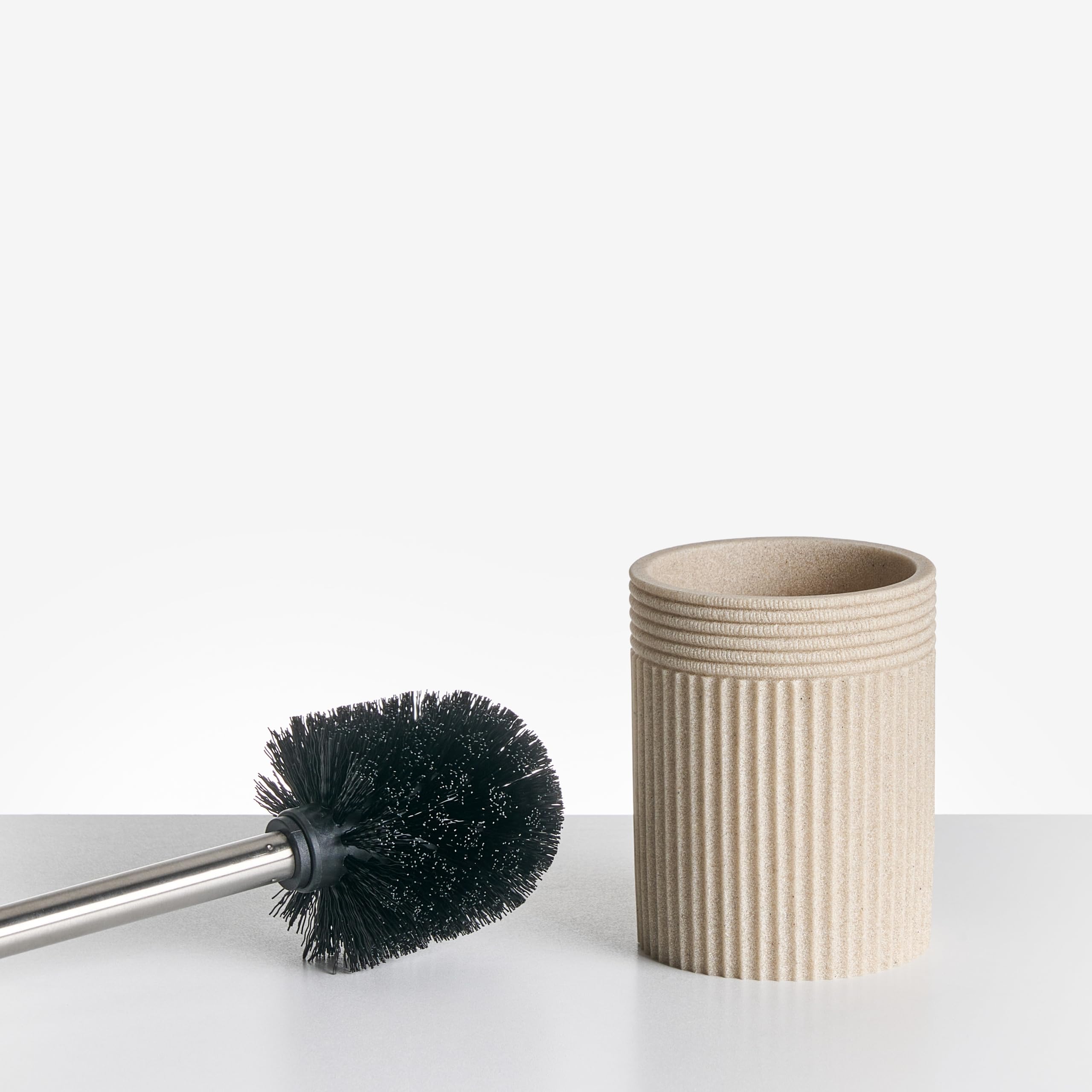 Badaccessoires Set 5-teilig Kunstharz Hellbeige Seiloptik Badausstattung Chancay