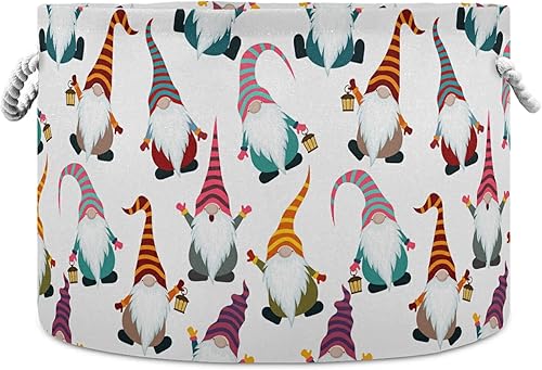 Cesta de almacenamiento grande de Navidad, gnomos de Navidad, sin costuras, para juguetes, ropa, caja de almacenamiento para lavandería, bolsa