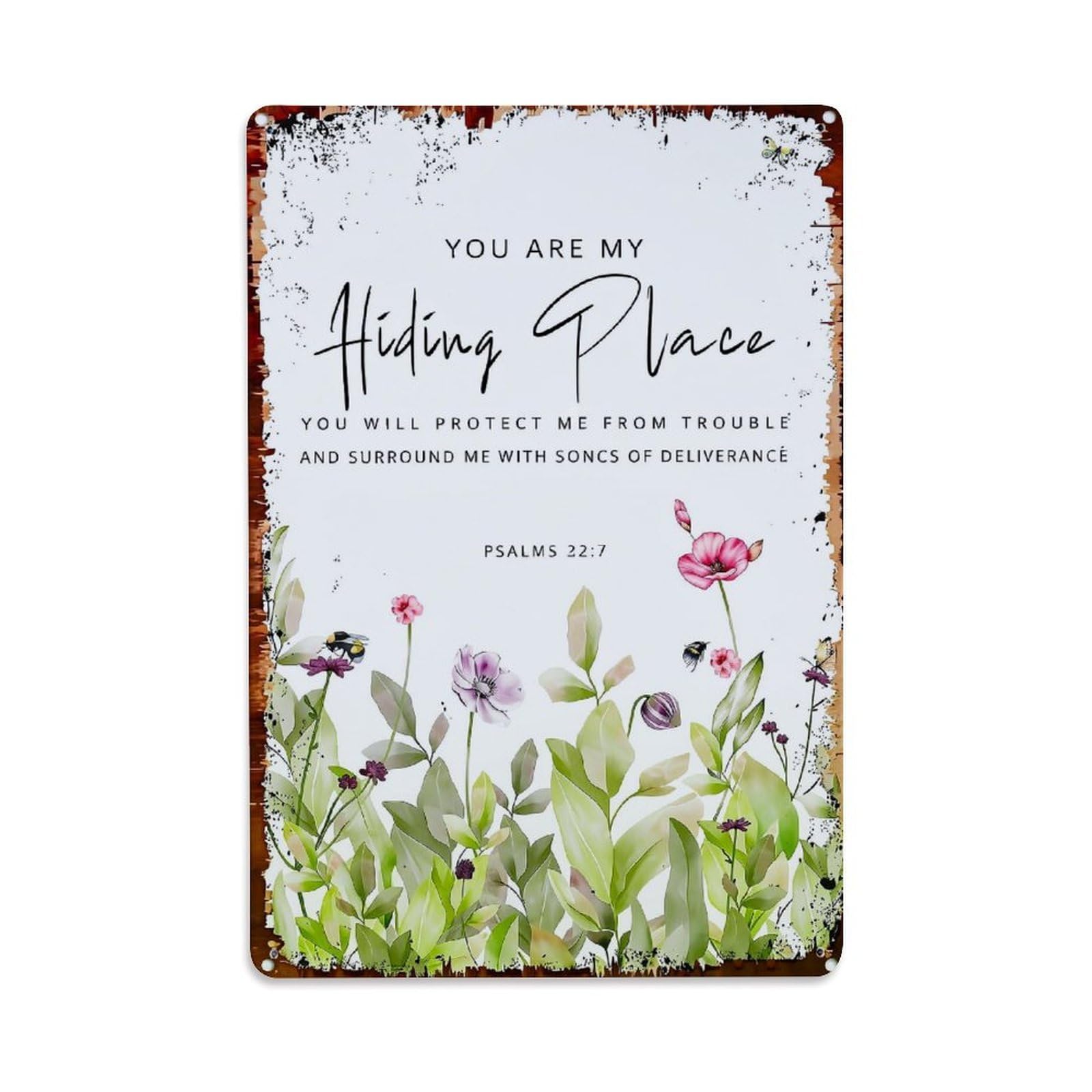 Jdyaojiesheng Vintage Floral Watercolor Scripture Art Print Tin Sign Retro Metal Wall Decor Metal Poster, Home Bar Garage Farmhouse Cafe Wall Art Decoration 8X12inches
