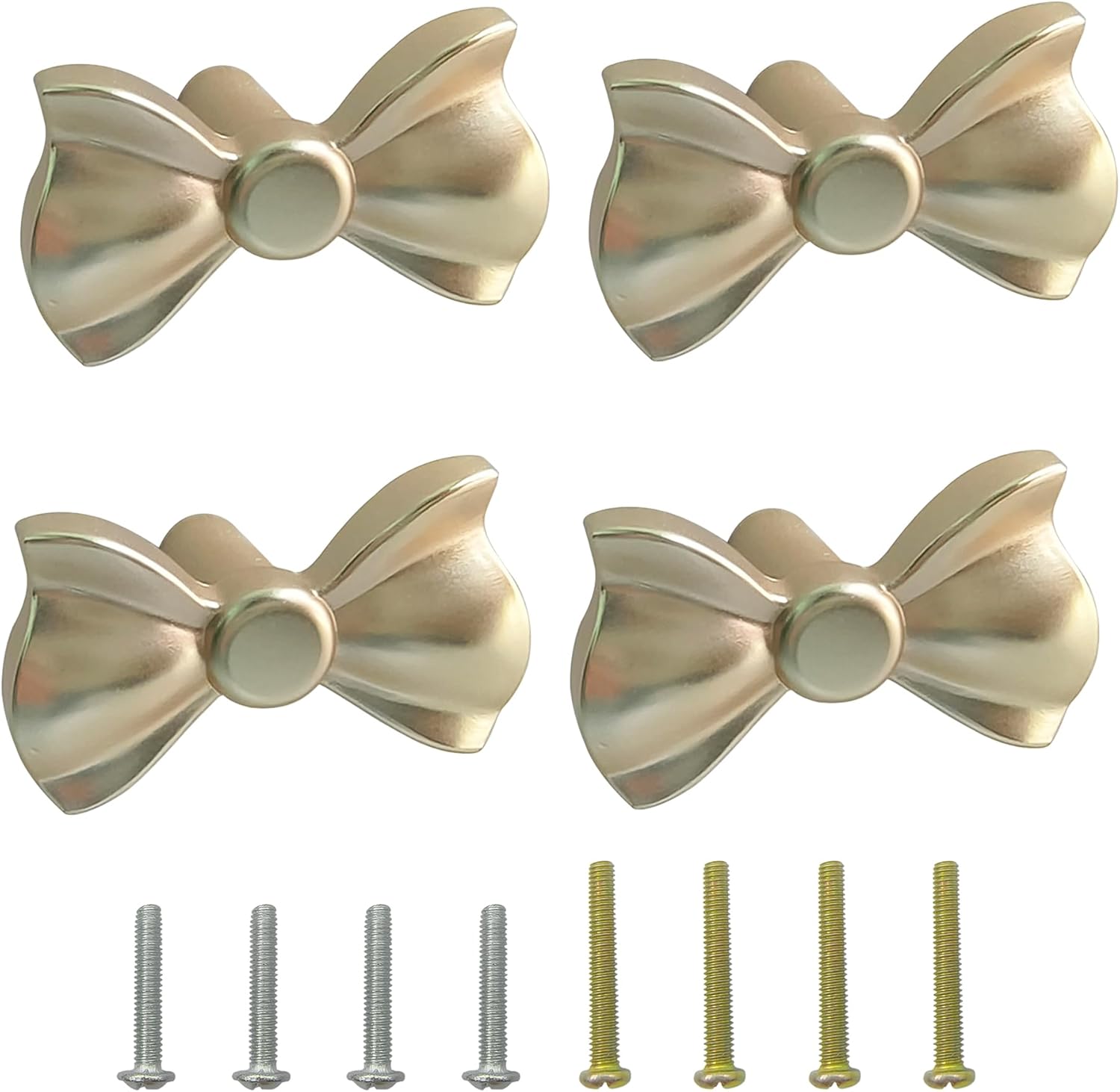 Bow Knobs for Dresser,Vintage Bow Drawer Knobs Cabinet Pulls, 4 Pack Single Hole Handles Bow Furniture Door Handles for Home Kitchen Cupboard Pulls, Coffee