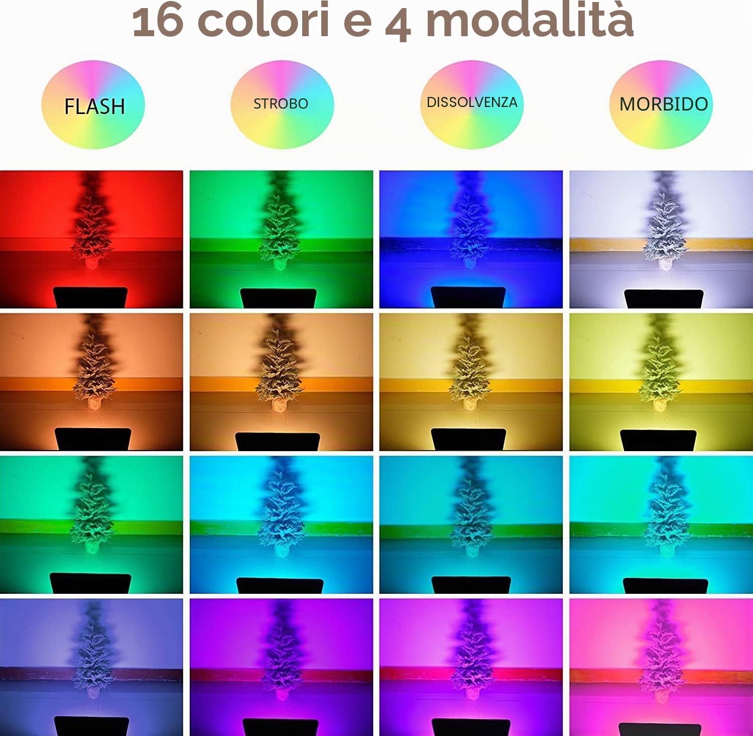 Faretto RGB LED 100W, T-SUNUS Proiettore LED RGB Faro LED Colorato con Telecomando 16 Colori 4 Modalità IP66 Impermeabile Per Vacanze Feste Halloween Natale