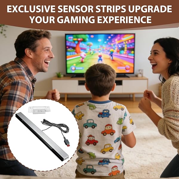 NUDVMUCH Barre de Capteur - Capteur pour Wii et Wii U, Support Barre de Détection, Bande de Détecteur à Faisceau Infrarouge pour Console Nintendo avec 1 Support de Pied Transparent - 5