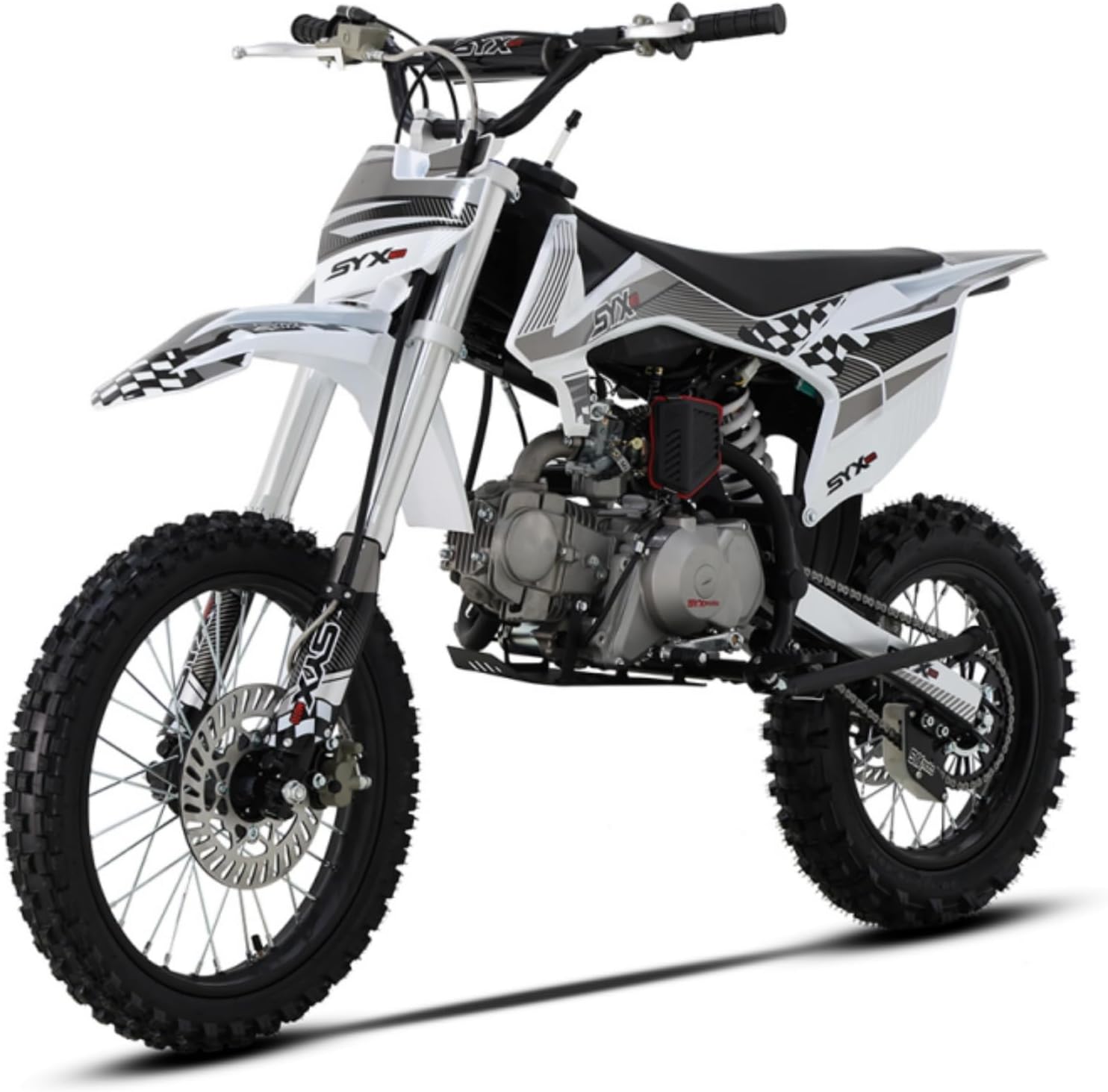 SYX MOTO 125cc Dirt Bike Teens 12+ Yrs 4-stroke Gas-powered Dirt Bike Off-road Motorcycle Kick Start 4-speed Manual Transmission, 125-K1, Up To 50mph (Grey)
