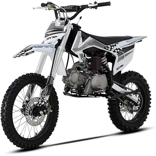 SYX MOTO 125cc Dirt Bike Teens 12+ Yrs 4-stroke Gas-powered Dirt Bike Off-road Motorcycle Kick Start 4-speed Manual Transmission, 125-K1, Up To 50mph (Grey)