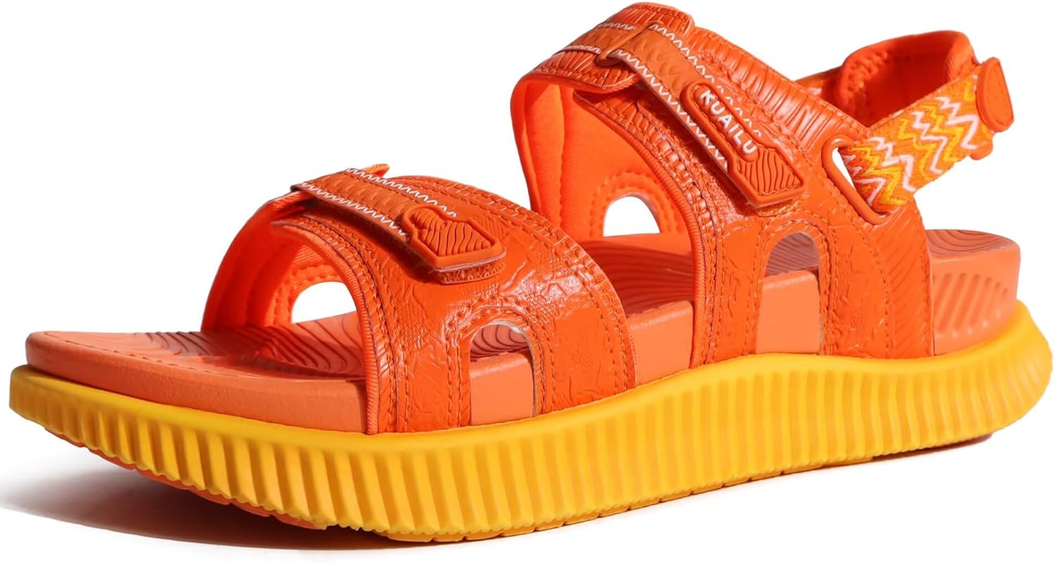 KuaiLu Womens Comfort Walking Sandals Plantar Fasciitis Arch Support Orthopedic Sport Recovery Thick Athletic Cushioned Outdoor Sandles Travel Vacation Camping Adjustable Strap Casual Slides