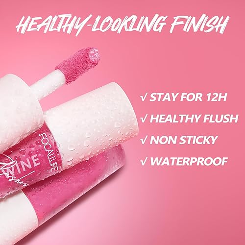 Miniatura 4 de FOCALLURE Maquillaje líquido rubor, un acabado fresco y saludable, rubor facial impermeable de larga duración para mejillas, fácil de crear un