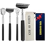 Oversized Back Scratcher Gift Set, 4 Pack Portable Extendable Stainless Steel Telescoping Massage Tool, Gift/Stocking Stuffers for Men Women