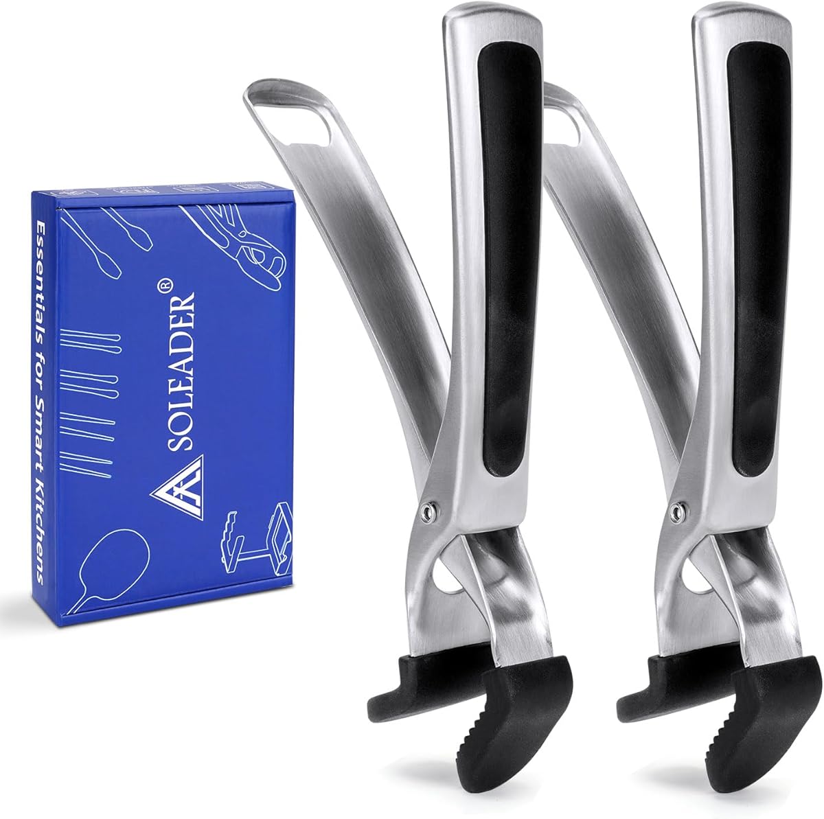 SOLEADER Plate Gripper Compatible With Pizza Pan,Non-Slip Pan Gripper,Hot Plate Bowl Retriever with Food Out from Pots,For Egg Custard For Jidangeng,For Microwave Toaster Oven Steamer,Pack of 2