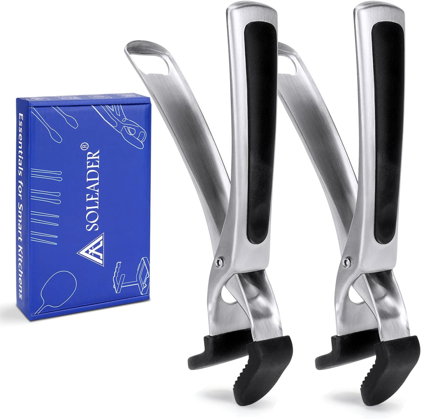 SOLEADER Plate Gripper Compatible With Pizza Pan,Non-Slip Pan Gripper,Hot Plate Bowl Retriever with Food Out from Pots,For Egg Custard For Jidangeng,For Microwave Toaster Oven Steamer,Pack of 2