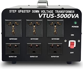 LVYUAN 5000 Watt Voltage Converter Transformer Heavy Duty Step Up/Down AC 110V/120V/220V/240V Power Converter with 3 US Outlets, 3 Universal Outlets, Resettable Circuit Breaker Protection