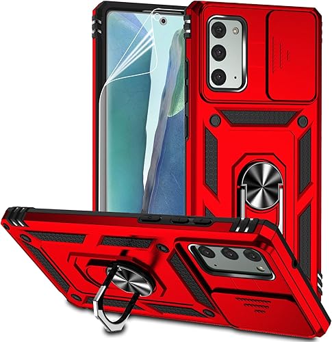 Miniatura 10 de Funda para Samsung Galaxy Note 20 con cubierta para lente de cámara, protector de pantalla HD, soporte de anillo magnético probado contra caídas de