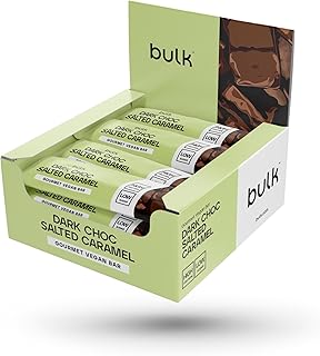 Bulk Veganer Gourmet Riegel, Vegan Proteinriegel, 48 g, Zartibitterschokolade mit Gesalzenem Karamell, Box mit 12 Riegeln