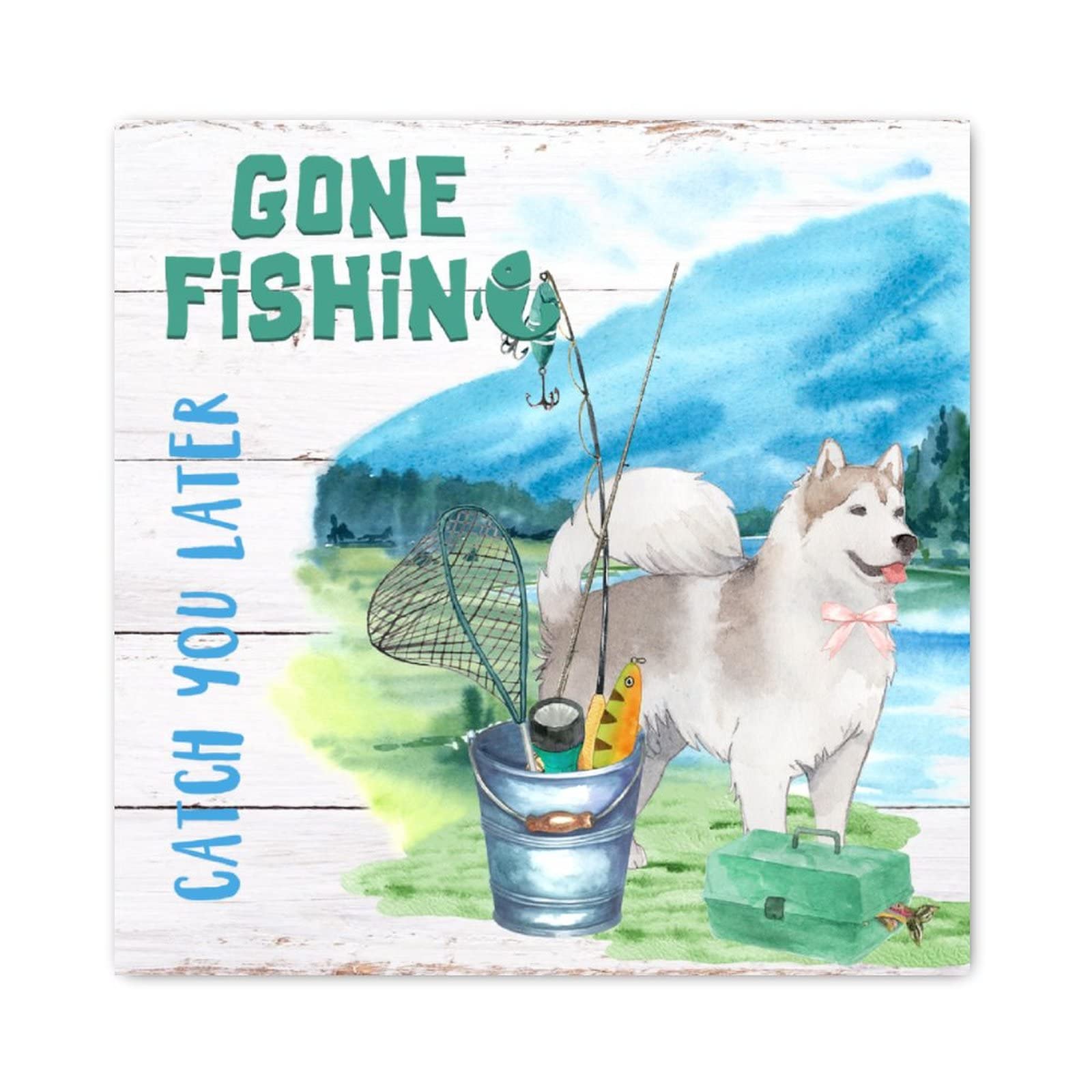 Panneau mural en bois Gone Fishing pour sublimer votre porche