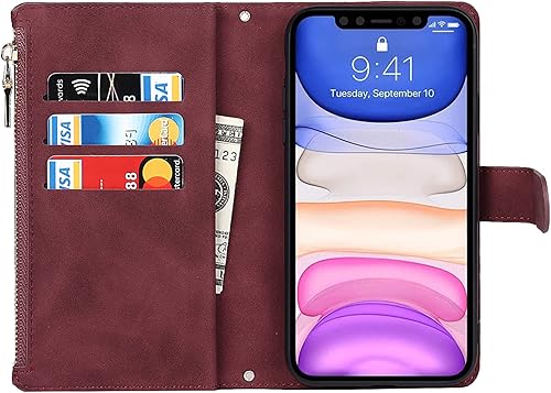 Miniatura 5 de Jaorty Funda para iPhone 11 con tarjetero para iPhone 11, funda cruzada para iPhone 11 con correa y cordón para el hombro, bolsillo con cremallera,