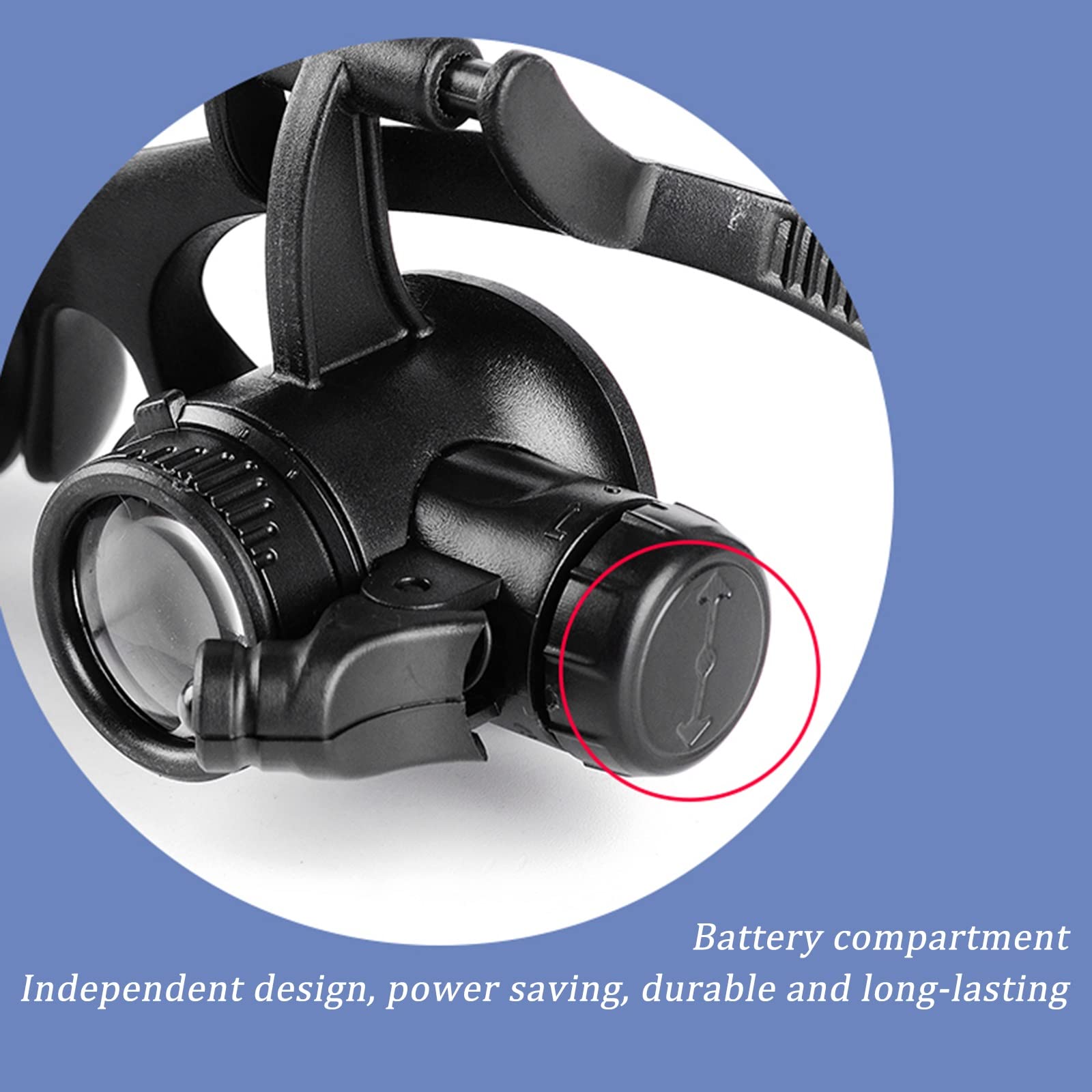 Lupa con Luz 2 Led - Gafas Lupa de Aumento para Leer, Lentes de Aumento Lectura, Reparaciones, Coser, Joyería y Relojería, Modelismo - 4 Lentes Ajustable (Size : 10X/15X/20X/25X)