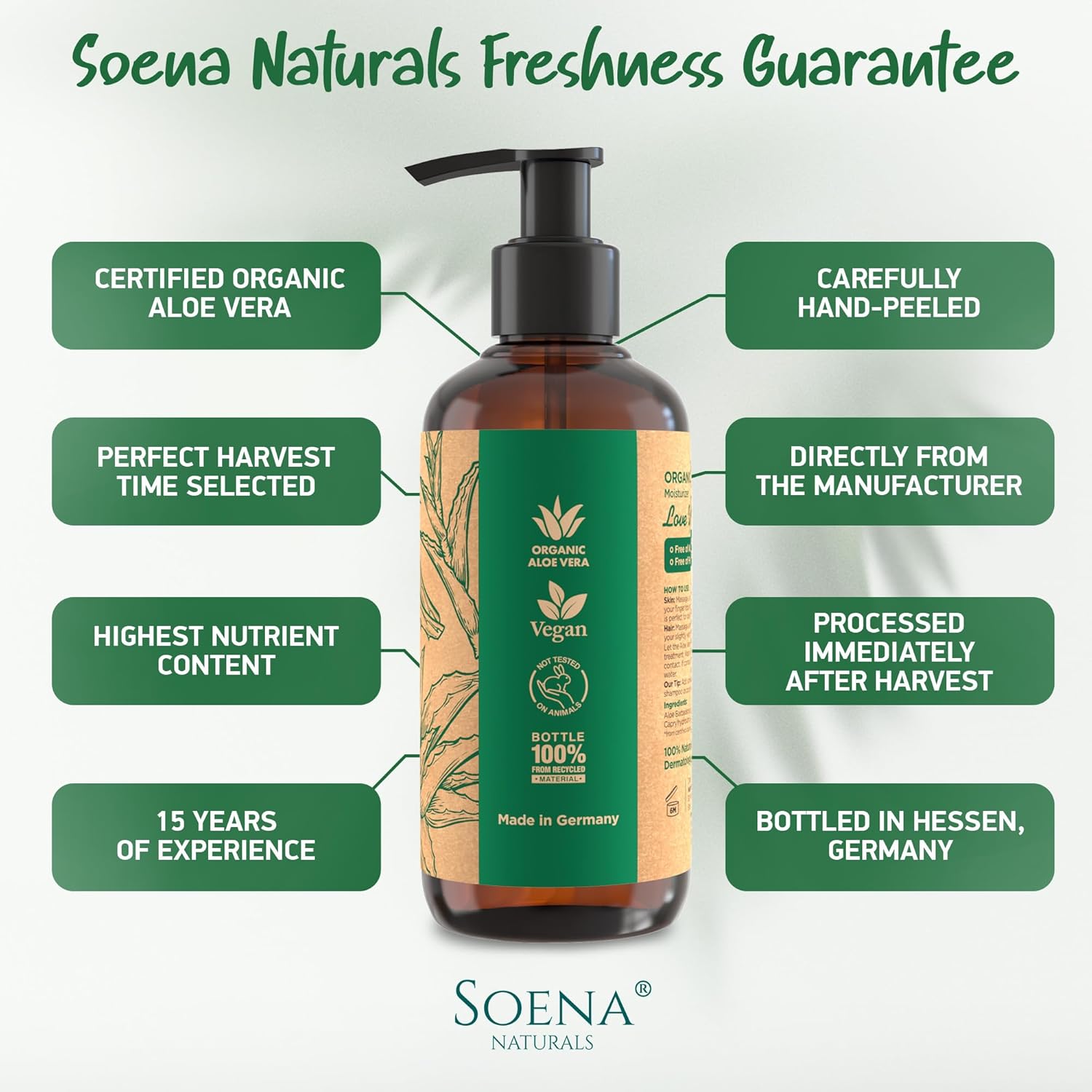 Aloe Vera Gel Organic - FROM PURE ALOE LEAF JUICE - Vegan | 100% Natural & Unscented - Certified Organic - Made in Germany - Moisturizer - For Face, Skin, Hair, Sunburn relief - Image 5