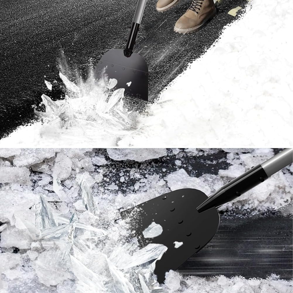 Metallo di Alta per Pala da Neve 54", Pala Piatta e Raschietto per Pavimenti per Vialetti, Marciapiedi, Giardini e Terrazze, Raschietto per Ghiaccio Incluso.