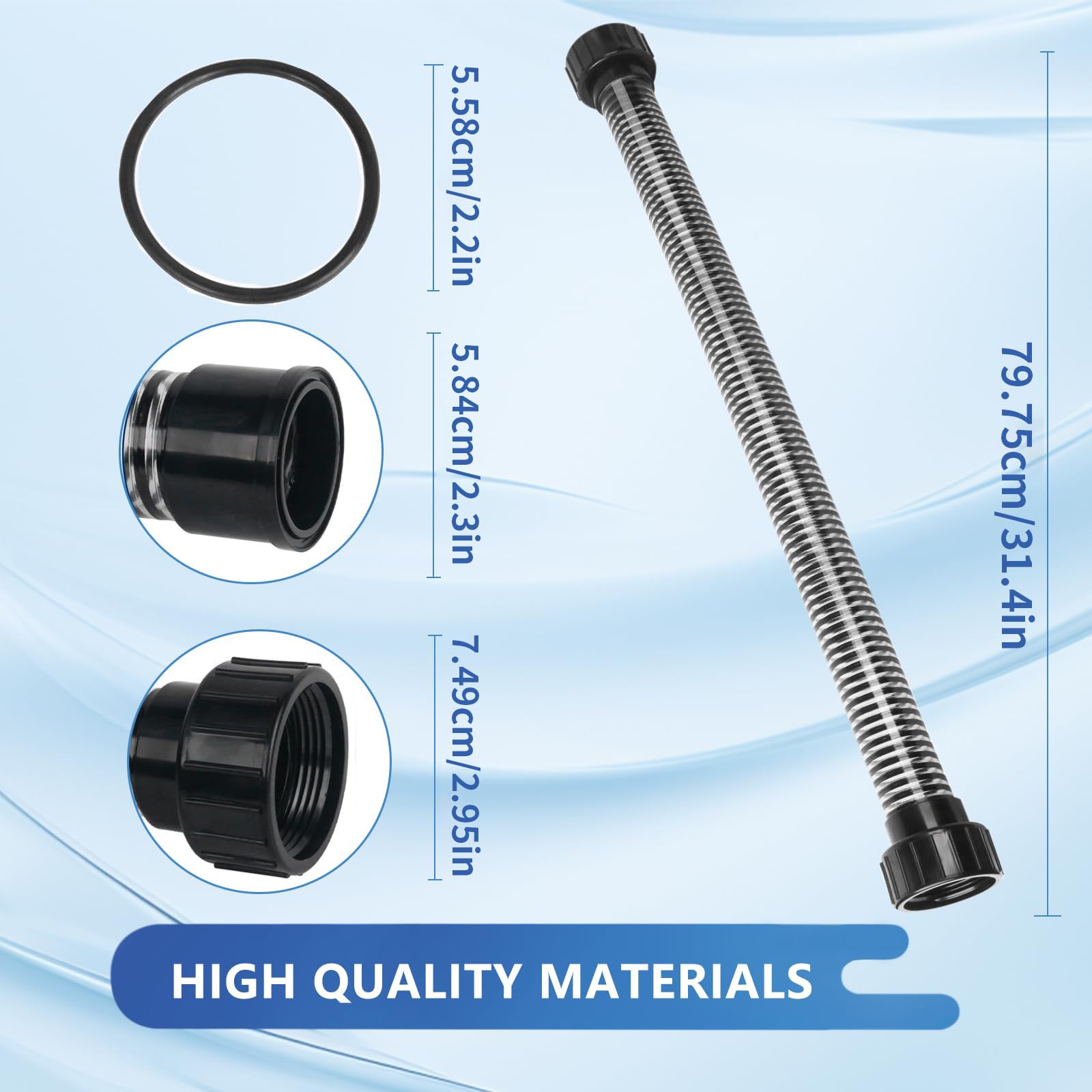 Professioneller oberirdischer Poolschlauch 155710 mit 2 integrierten O-Ringen für Sandfilterpumpen, einfacher Anschluss