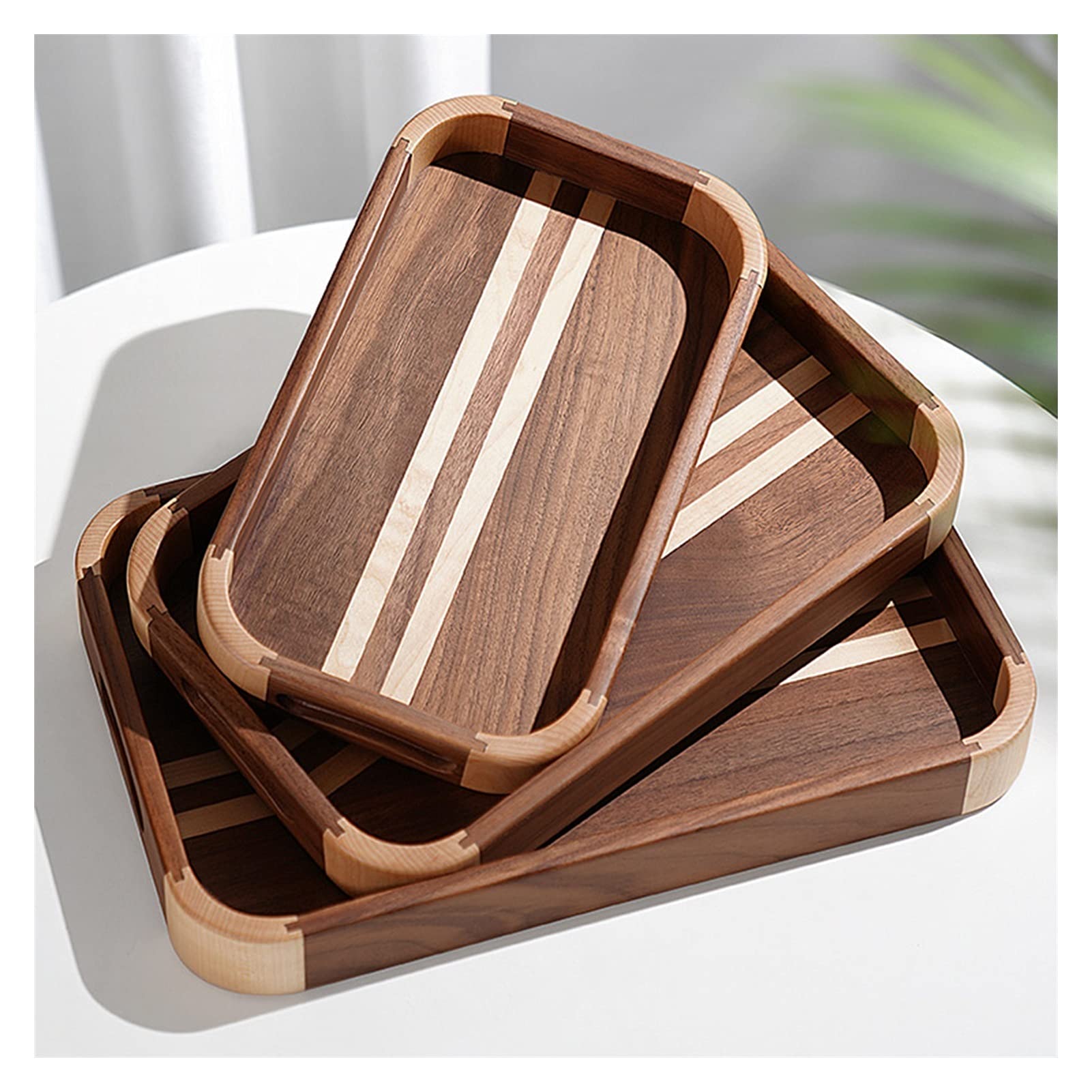 Vassoio Portaoggetti da Scrivania Vassoio for serving e piatto, impugnatura rettangolare in legno, vaschetta da serpente intarsiata e spuntata, vassoio for la colazione, elegante arredamento agrituris