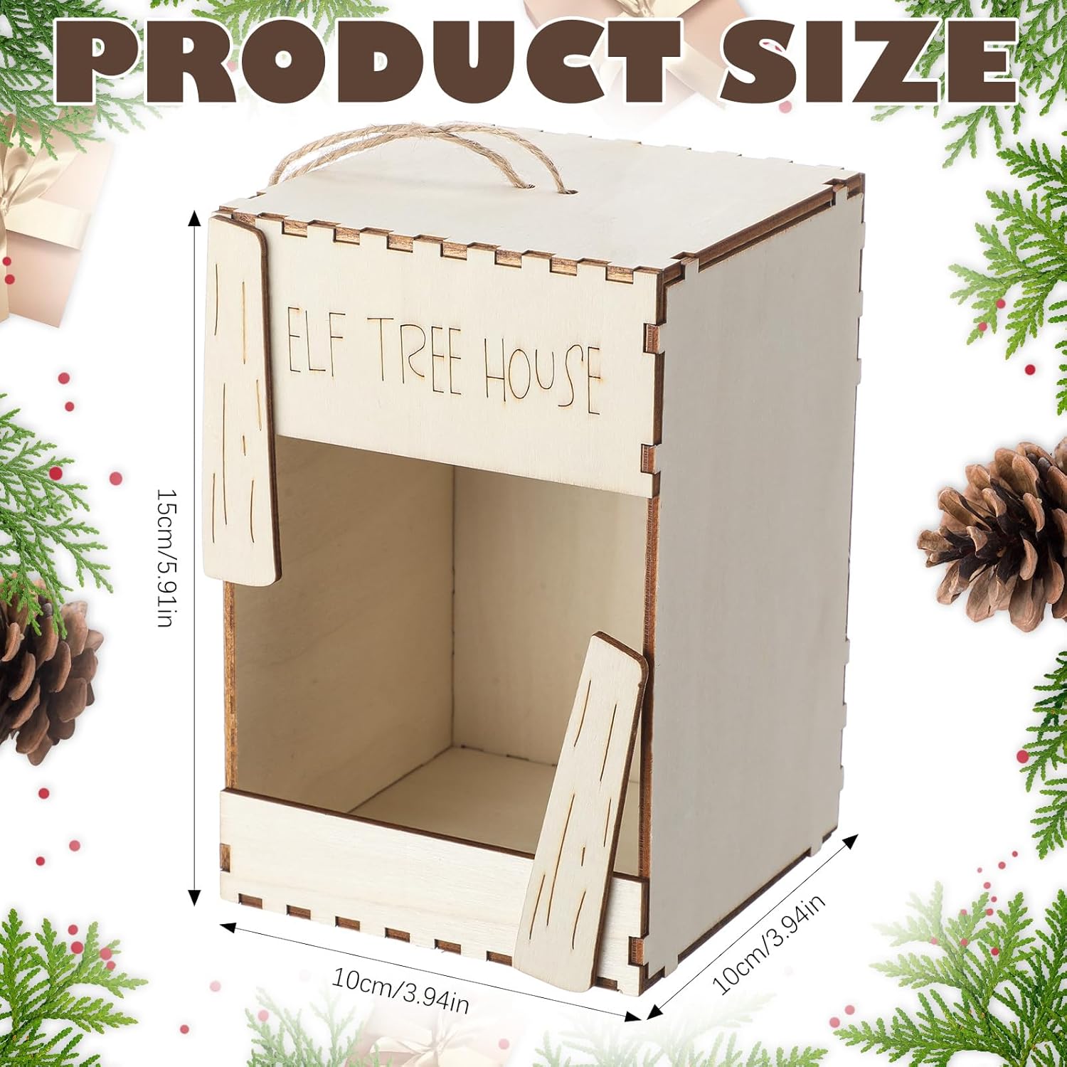 Christmas Elf Tree House Ornament 6 Inch Elf Carrier Christmas Tree Decor Ornament Prop with String for Xmas Decoration Party