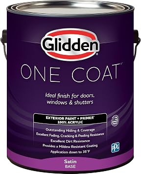 Glidden One Coat 1 gal. Commercial White/White Satin Exterior Paint with Primer