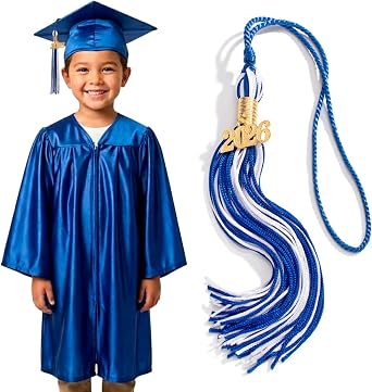 Shiny Child Graduation Cap, Gown, Tassel and 2026 Charm Set, Kindergarten Graduation and Kids Preschool