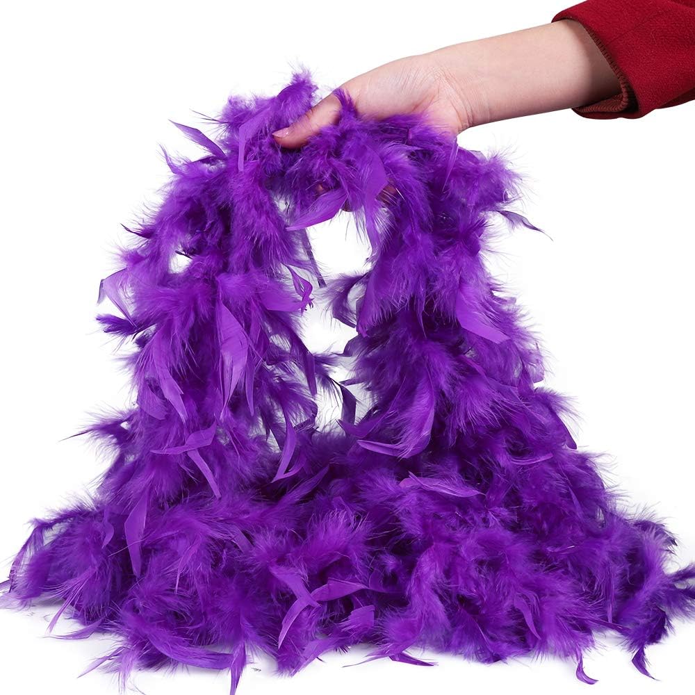 Max Fun 6PCS Mardi Gras Outfit for Women, 6.5ft Mardi Gras Feather Boas Decorations Party Supplies Costume Accessories - Image 4