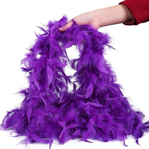 Miniatura 3 de Max Fun 6 Boas coloridas de plumas para fiesta, a granel para mujeres y niñas, 6.56 pies para decoraciones de fiesta de Mardi Gras, disfraces