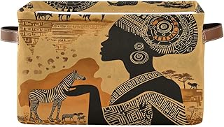 Storage Basket African Woman Canvas Collapsible Box Organizer Bin with H...