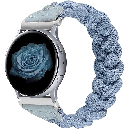 Wearlizer Elastic Band Compatible with Samsung Galaxy Watch 5/4 40mm 44mm/Watch 5 Pro 45mm/Watch 4 Classic 42mm 46mm/ Active 2 40mm 44mm/Watch 3 41mm Bands, 20mm Stretchy Braided Soft Strap for Women