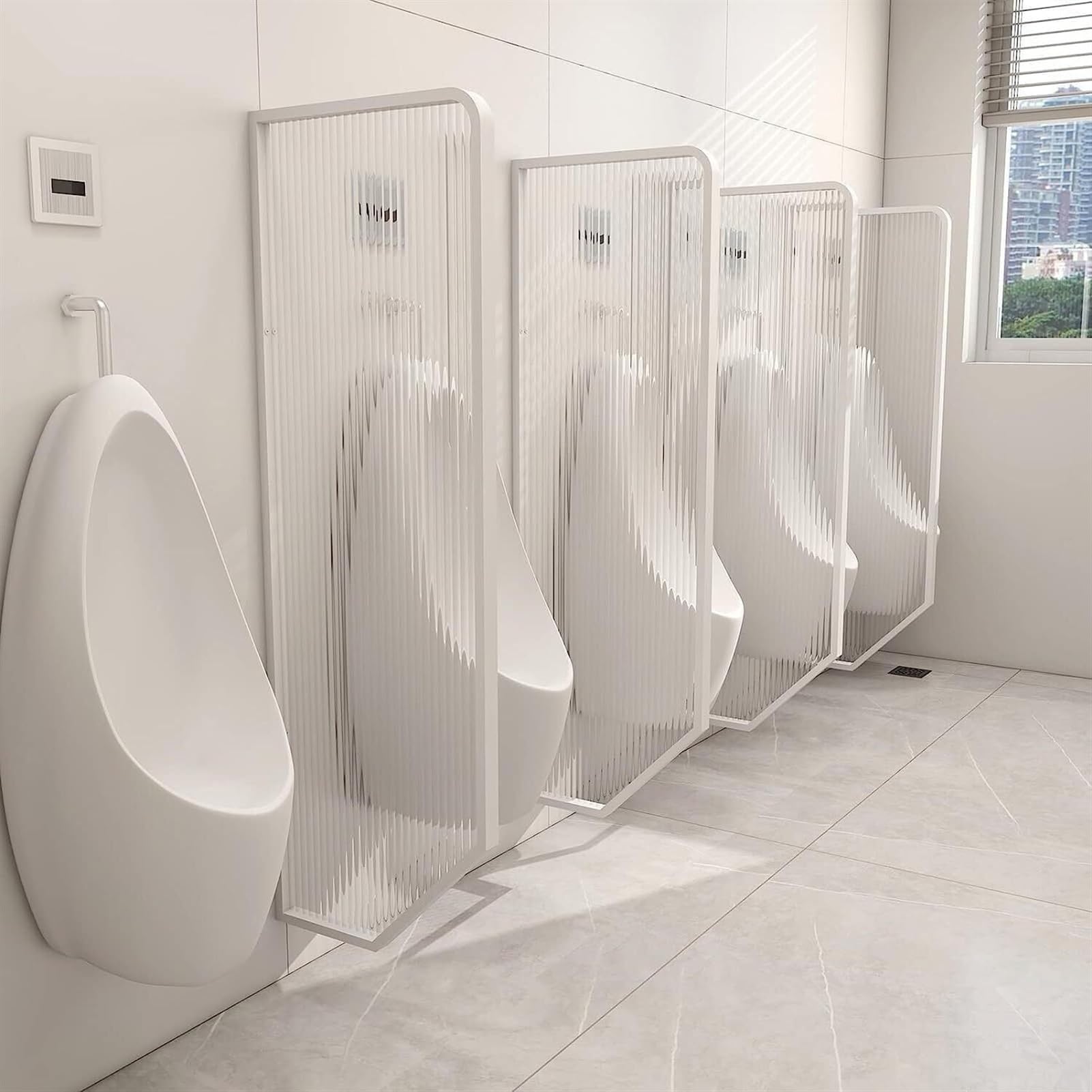 Panneau de séparation mural en acier inoxydable pour urinoir de toilettes publiques, cloison décorative pour salle de bain, argenté, lot de 2