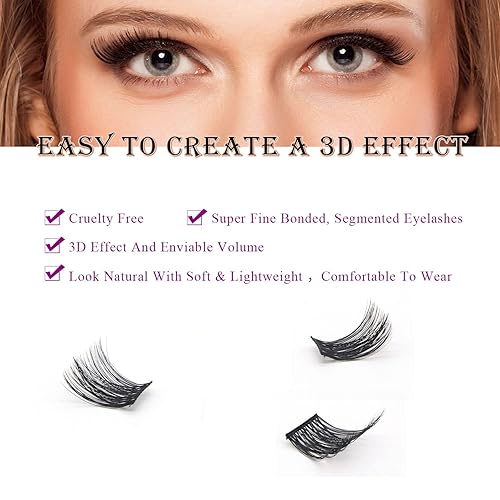 Miniatura 3 de Extensiones de pestañas para bricolaje, rizo D de 0.07 pulgadas, 0.394 in, natural, 12 racimos, suaves, tenues, ligeras, efecto 3D, naturales