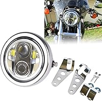 Vista 10 de Carcasa cromada para faros delanteros de motocicleta, 5.75, 5 3/4 pulgadas, cubo de faros delanteros compatible con Shadow Cafe Racer Bobber Cruiser