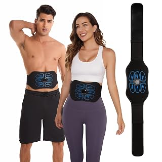 ABS Stimulator Muscle Toner - FDA Cleared - Abdominal Training Belt Portable Sport Exercise Workout Equipment Home Office (Black Blue) - Amazon product rated Grade A