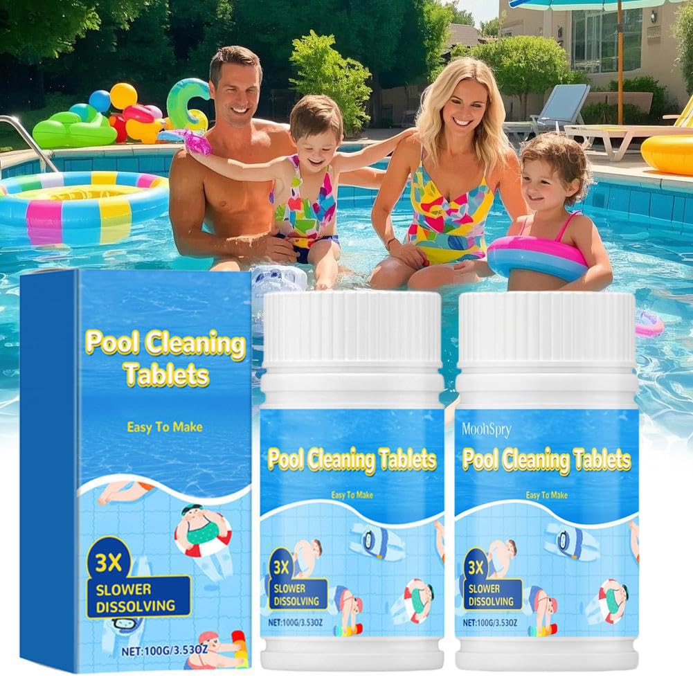 Pool Cleaning Tablets for Crystal Clear Water, Chlorine Tabs for Inground and Above Ground Swimming Pools, Fast Acting Formula Clears Cloudy Haze, Maintains Perfect Balance