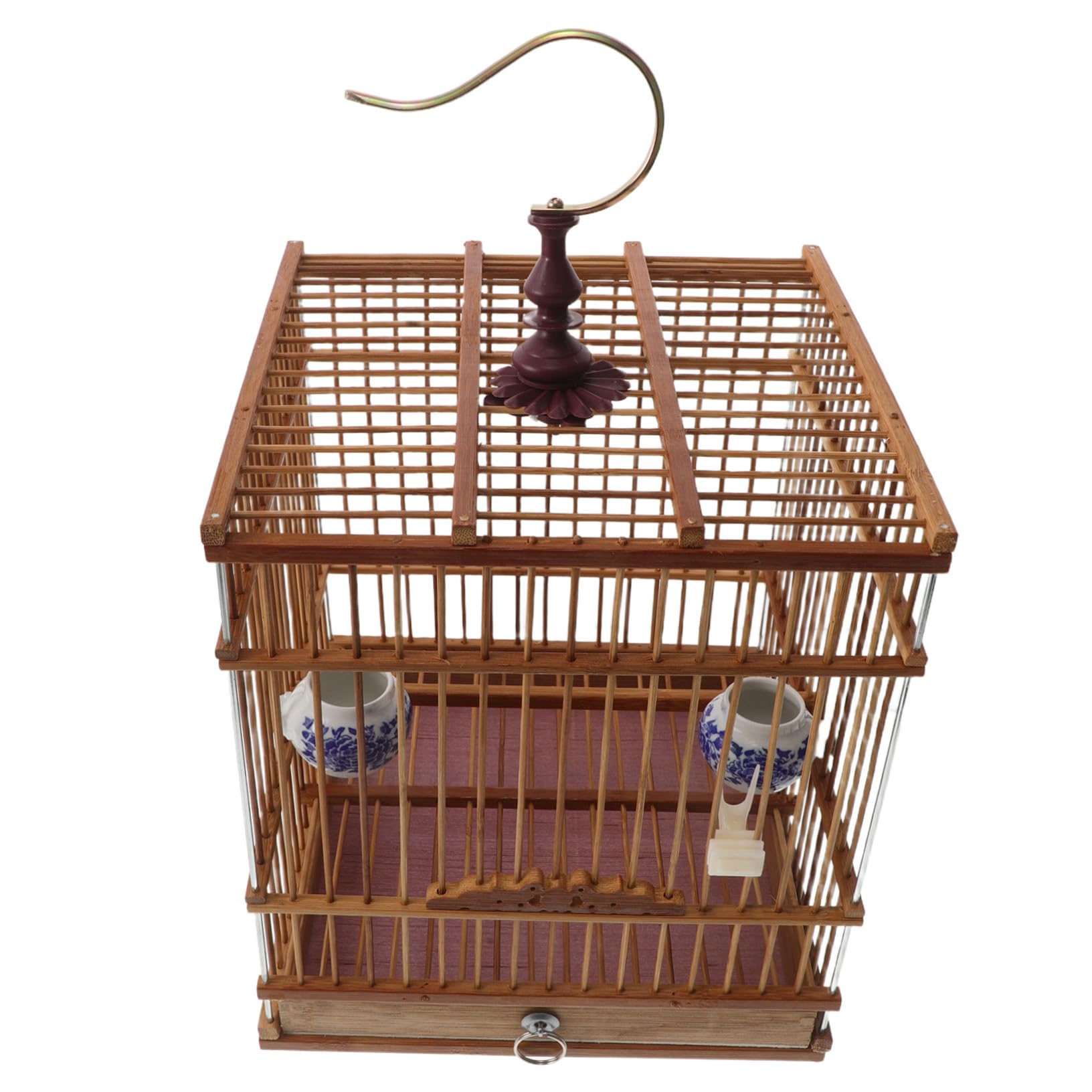 Cage à oiseaux rectangulaire en bambou violet Gatuida pour calopsittes