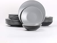 Vista 45 de Colors Life - Juego de vajilla de 16 unidades, color negro brillante exterior + interior con acabado mate, color muy baya