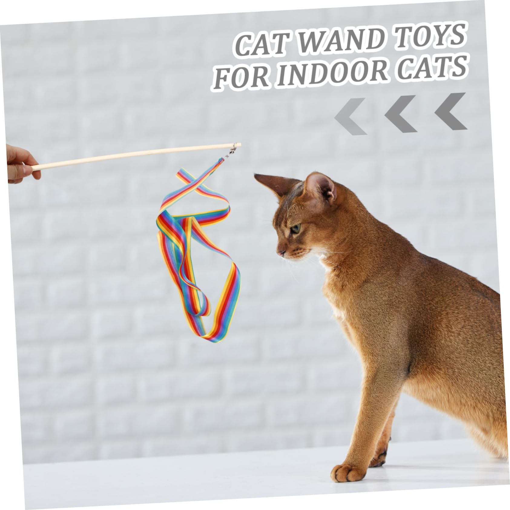Katzenspielzeug, 2 stücke Regenbogen Teaser Zauberstab Kätzchen Spielzeug Interaktive Katze Katzenminze Necken(Multix5pcs,40.00X2.00X1.50CMx5pcs)