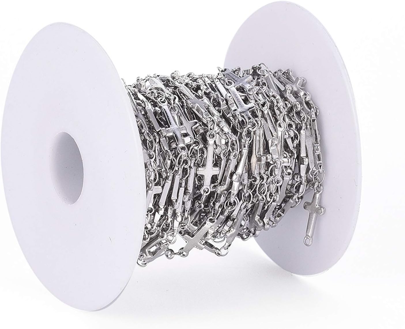 Craftdady 16.4 Feet Stainless Steel Crucifix Cross Link Chain Soldered Cable Chains with Spool for Necklace Bracelet Earring Jewelry Making
