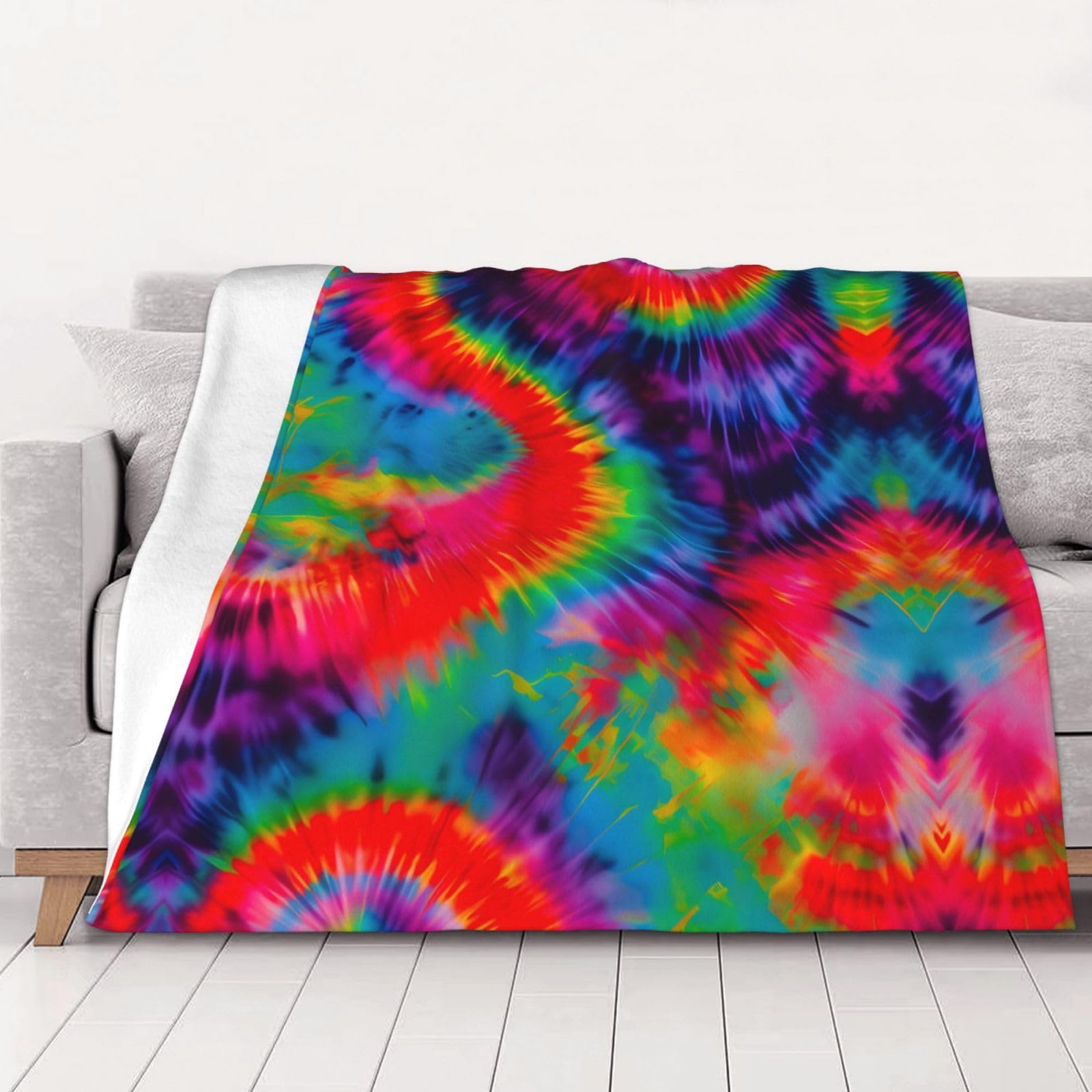 Couverture polaire flanelle peluche douce imprimé tie-dye grand lit 203x152
