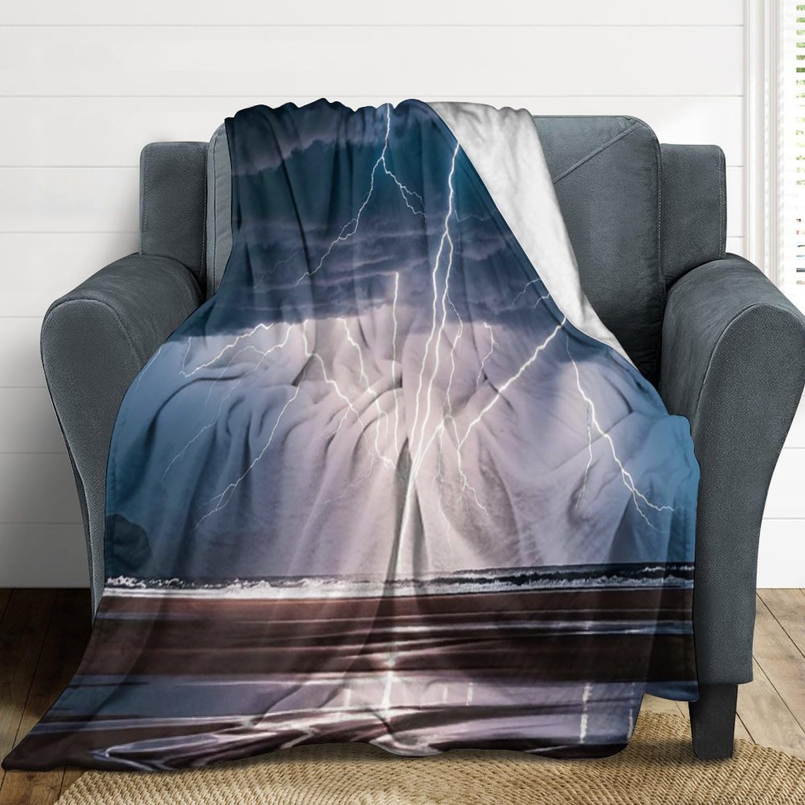 Couverture en flanelle 167x228 cm imprimé tempête pour lit et canapé
