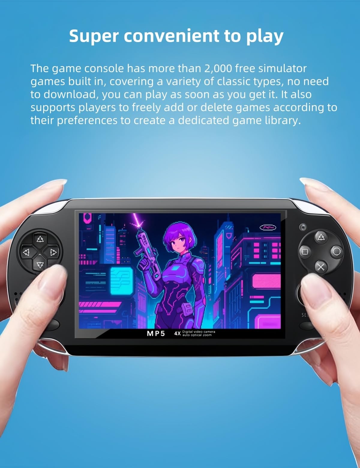 Retro YHFITN 4.3 Inch Portable Game Console with Dual Joystick, Compatible with TV, Kids and Adults.(White) - 4