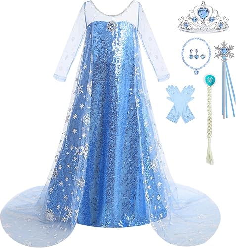 Luzlen Vestido de princesa de nieve para niñas pequeñas disfraz de fiesta de Navidad para Halloween