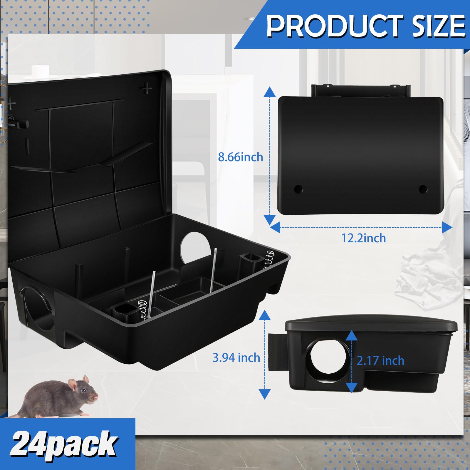 Qualirey Large Rat Bait Station with Key Rat Bait Station Traps Reusable Mouse Traps Smart